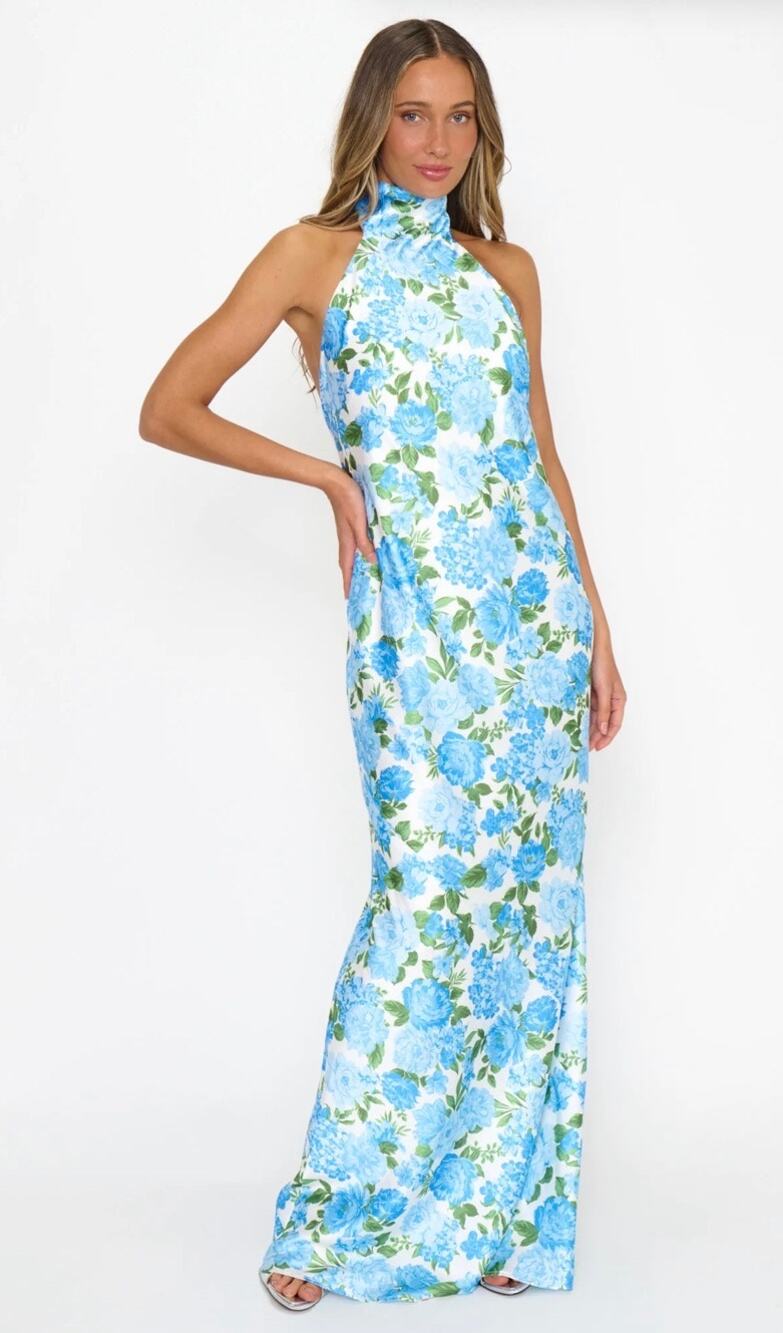 Show Me Your MuMu Lisa Maxi Dress Cottage Floral Blue Size Small